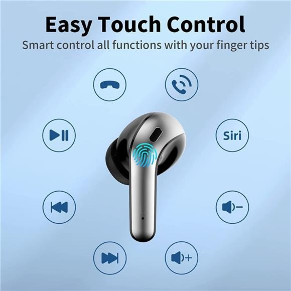 Wireless Earbuds, Bluetooth Headset with Microphone Touch Control - Picture 7 of 7